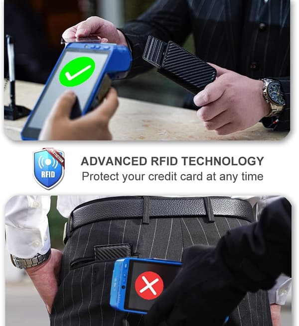 1 st Plånbok för män Slim Plånbok RFID Blockerande Pengar Clip Plånböcker