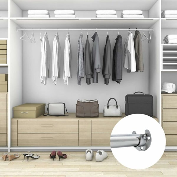 4 stk rustfritt stål stangstøtte for gardinstang holdere for garderobe søyle