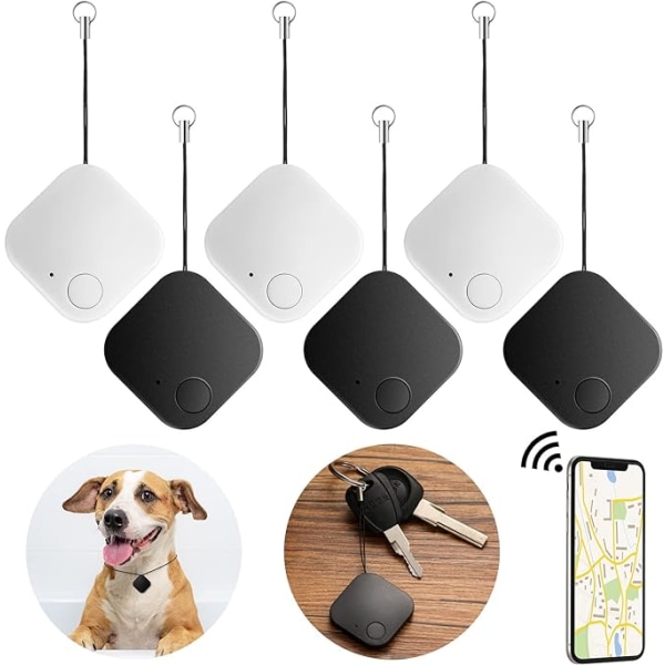 Key Finder Bluetooth Tracker Smart Item Locator Tracking Luggage Tracker GPS Anti Lost Bluetooth Phonewith Ropes for Wallet Kids Dog Remote Black White