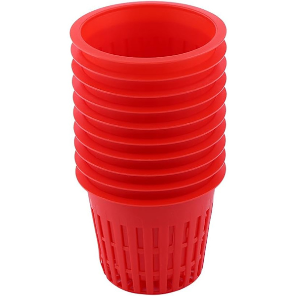 Plastik Plante Kurve til Vand Dam, Have Mesh Tumblers, 10 Robuste Mesh Potter til Hydroponiske Planter til (Rød),83*56*66mm