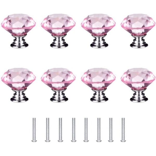 8 X 30 mm diamantdörrknoppar, kristallglas diamantdörrknoppar Wit