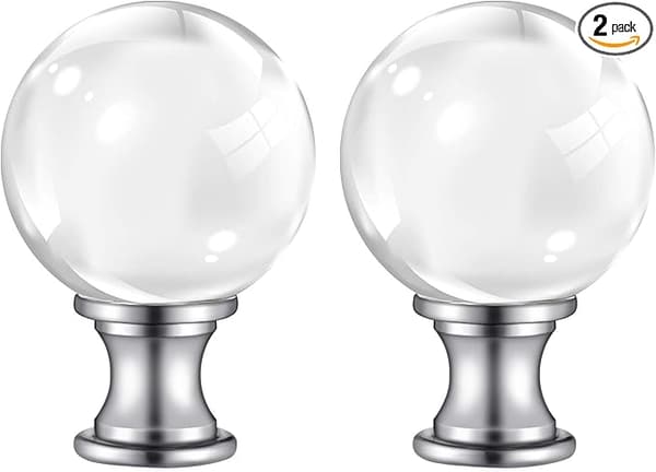 2 Lamp Finials, 3CM, Threaded Base Glass Ball Lamp Finials Dekor