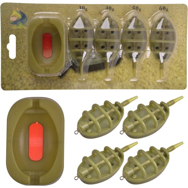 Carp Fishing Method Feeders Set 4 Inline Method Feeders med 1 Quick Releas