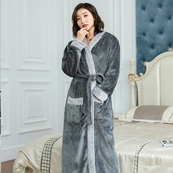 Unisex Badrockar Fleece Hel Lång Badrock Flanell Sjal Krage