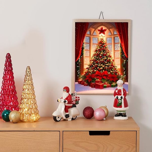 Juldiamantmålning Kit - Julgran Diamantkonst för Vuxna, Julgran Gemmålning Hantverk för Vuxna Hemvägg Dekoration, DIY 5D Gem Art C