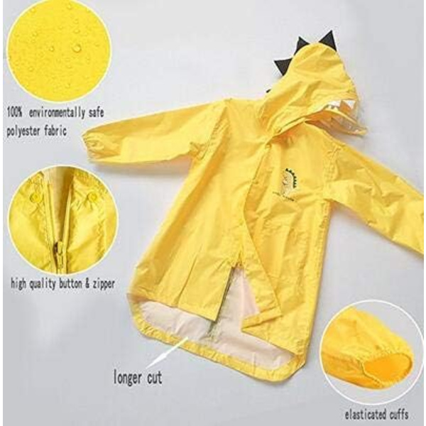 Børns Regnfrakke Unisex Regn Kappe Haj Mønster Ponchoer, Regnjakke Vandtæt Regn Poncho Regn Kappe Regnbeklædning, Farve: GUL