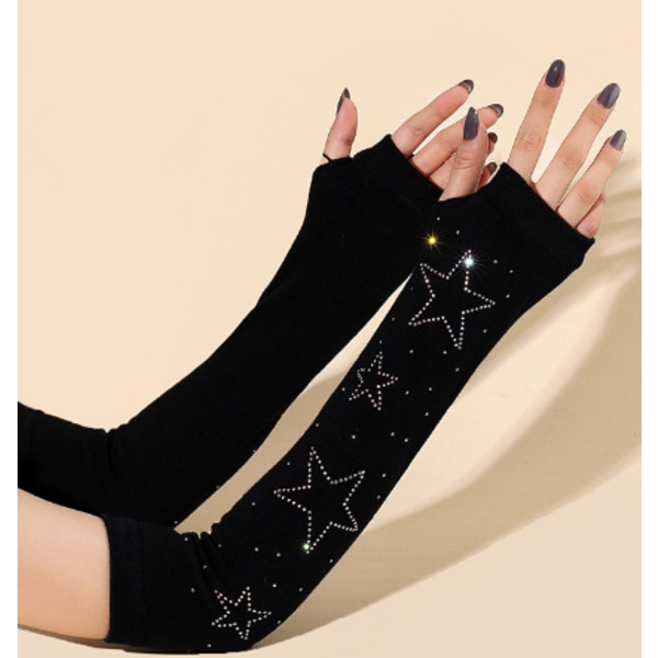 Armvärmare Stickade fingerlösa varma handskar med tumhål Armärm för W