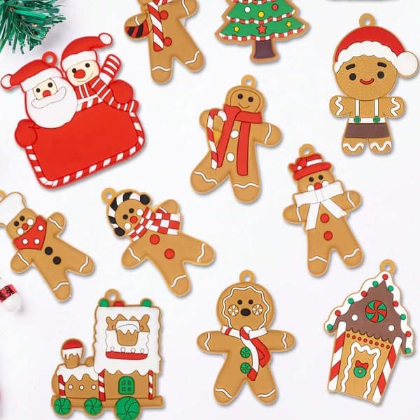 12 stk. pepperkakemannpynt til juletre, assorterte pepperkakepynt, pepperkake-julepynt