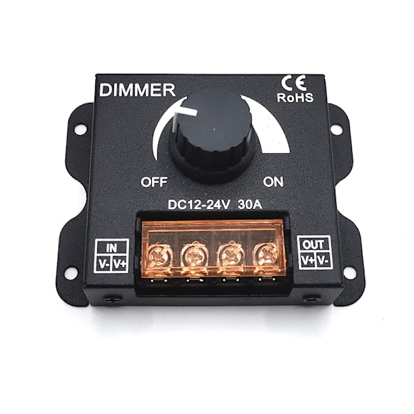 Dimmer 12V 24V 30A Enkeltfarvet LED Regulator Controller til LED Strip Lysbånd Lampe Belysningsstyring Lysstyrke Sort