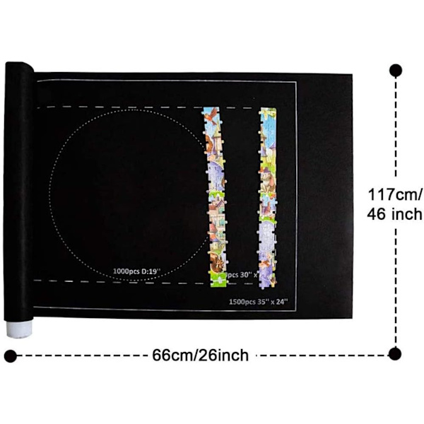 Pusselmatta, filtpusselmatta pusselrulle förvaring rullbar för upp till 1500 pusselbitar med förvaringsficka spelmatta (118 cm x 66 cm)