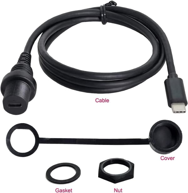 Vattentät USB C-kabel, USB 3.1 Typ C hane till hona, dataförlängningskabel