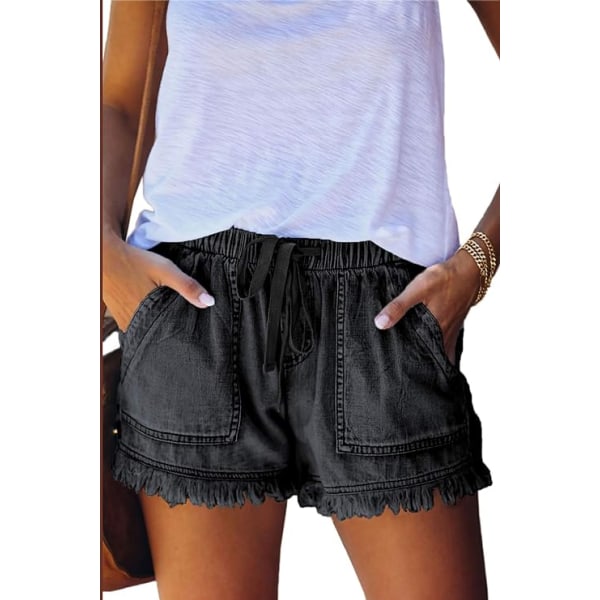 Lettvektsshorts for kvinner Casual Baggy Trendy korte bukser Elastisk midje Dra
