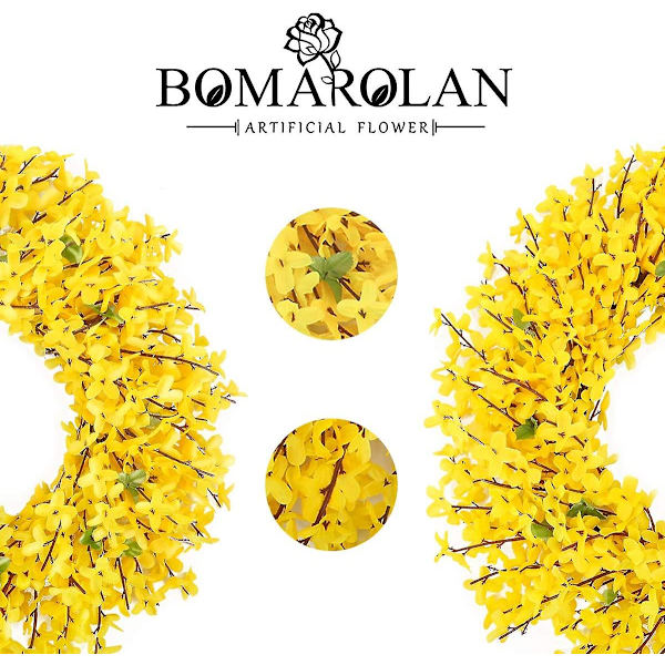 Kunstig Forsythia Krans 18 Tommer Sommer Efterår Store Kranse Forår Hele Året Rundt Blomst Grønne Blade Til Vinduesdekoration