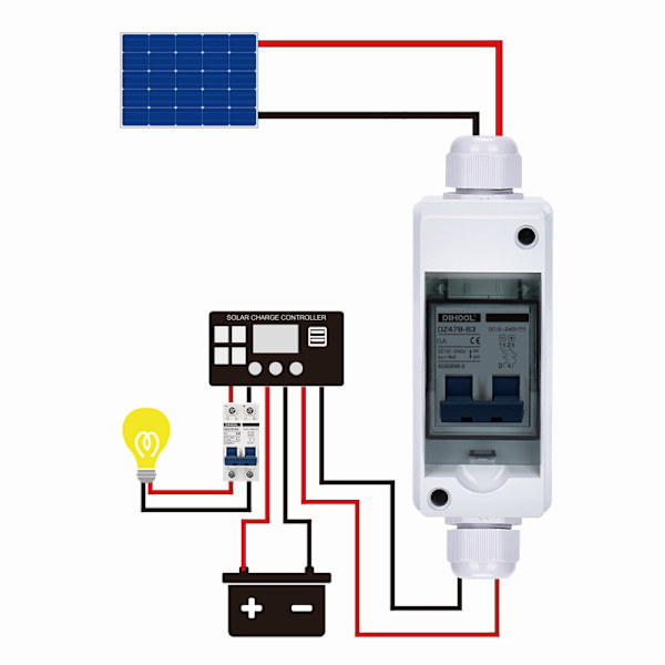 DC 40A Avbrottsbrytare Transparent Skyddande Kåpa Miniatyrkretsbrytare med IP65 Distributionsbox 1000V