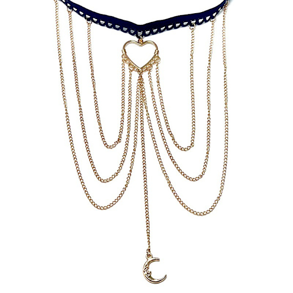Sexy Moon Thigh Chain Tassel Crescent Moon Elastic Layered Leg Harness kulta