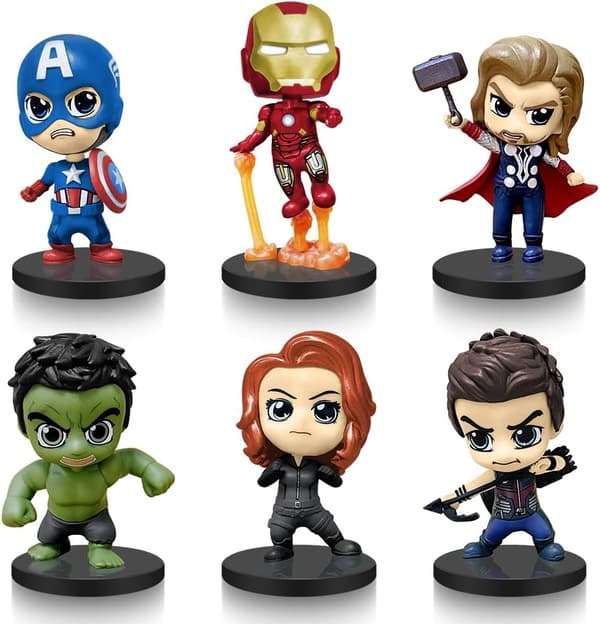 Superhelte actionfigurer, 6 stk. actionfigurlegetøj, Q-version samleobjekter Su