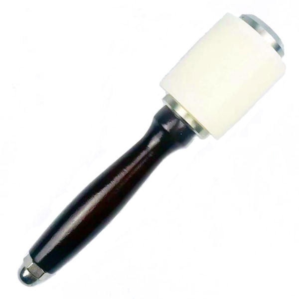 Læderhammer, Nylon gummihammer med træhåndtag, 20,5 cm, brun