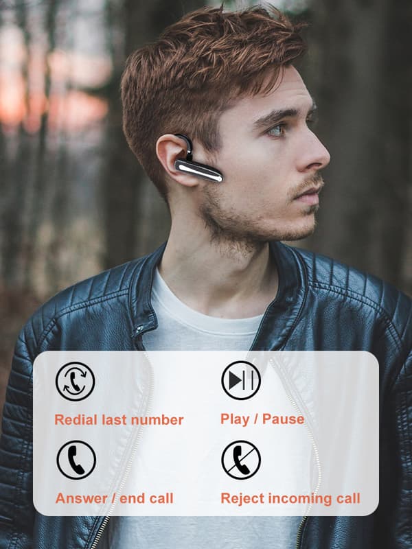 Bluetooth-øretelefon til mobiltelefoner Trådløst håndfrit headset Støjreduktion