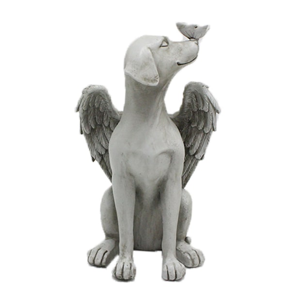 Dog Angel PET Memorial, Gravsten Minnesmärke Staty, 20*11*11cm, Polyester, S