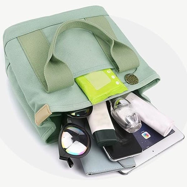Stor kapacitet Multi Pocket Handväska Dam Mode Canvas Tote Axelväska