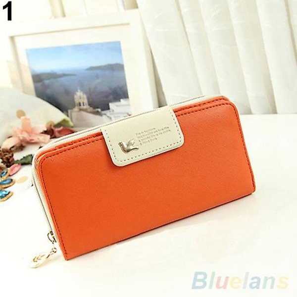 Dame Zipper Faux Læder Kort Telefonholder Clutch Pung Lang Pung Hånd