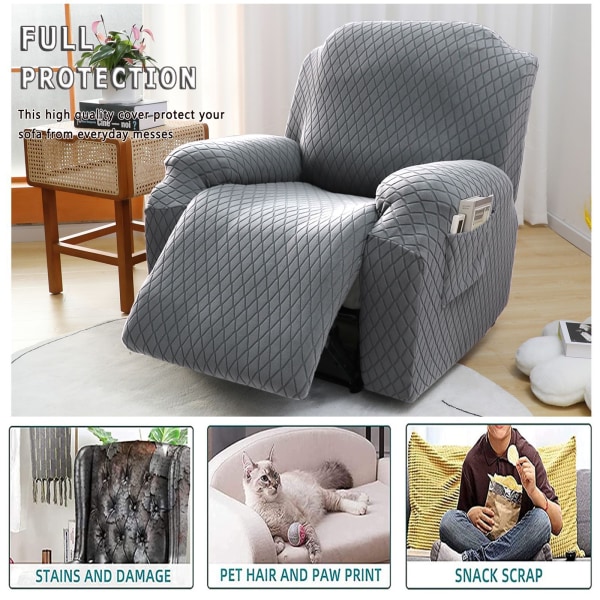 Recliner Stretch Sofa Slipcover Sofa Cover Light Grey 1 Piece Furniture Pro