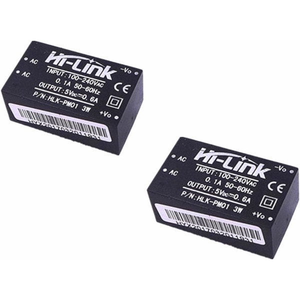 2 x HLK-PM01 AC DC 220V til 5V Afbryd Strømforsyningsmodul Isoleret Strømforsyning