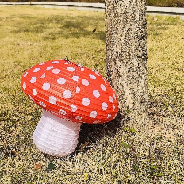 3pcs Large Mushroom Shaped Paper Lanterns For Forest Jungle Wonderland Them