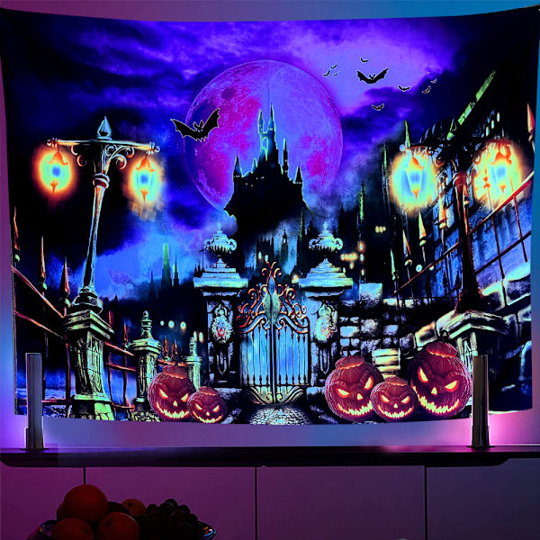 Svartljus Alien Väggbonad 180X230CM Effektbild Under Blått Ljus Alien DJing Psykedelisk Väggbonad Planet Posters Hängande för Sovrum Vardagsrum