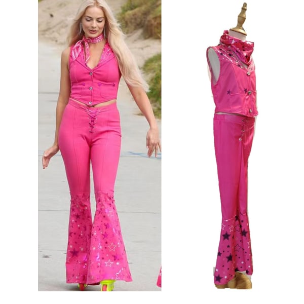 Pink Costume Cowgirl-puku huivilla Pink Costume Fl:n tähden muotoinen elementti