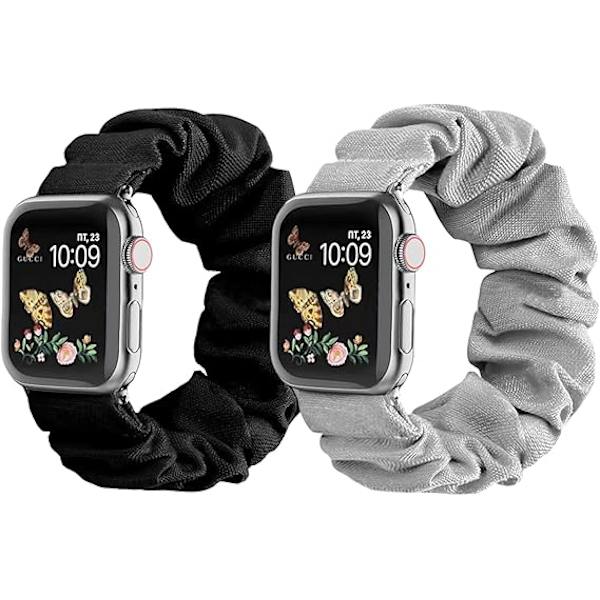 2-pack elastiska tygarmband ersättning scrunchie kompatibla med 38/40/41mm klockarmband