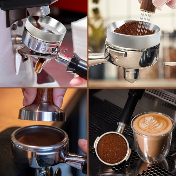 Universal Doseringring i Aluminium 51mm Magnetisk Kaffe Doseringring Espresso Doseringstratt Rostfritt Stål Kaffemaskin Tillbehör för Café Butik Mjölk
