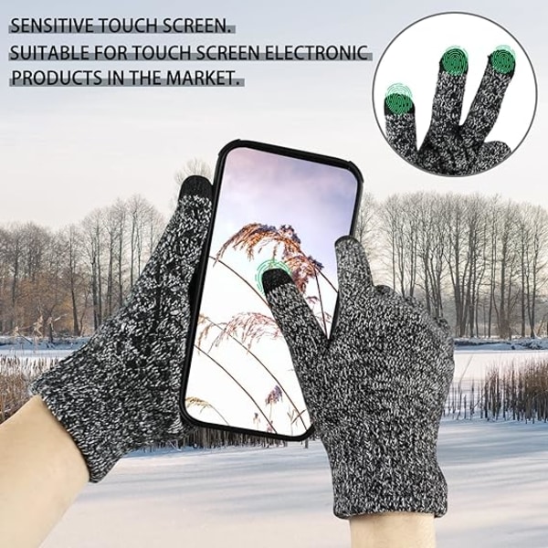 Vinter Stickade Handskar, Herr Dam Touchscreen Kallväder Handskar, Full Finger Mjuka Varma Anti Slip Handskar för Vandring