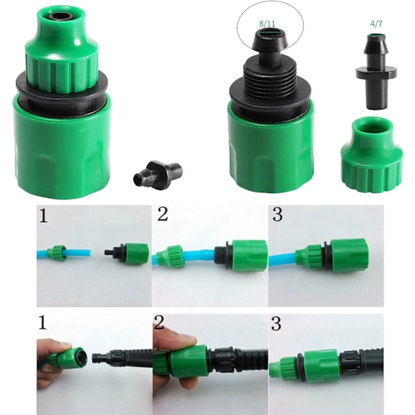 10 stk Plast Slangekoblinger 4/7 og 8/11 Plast Slange Hurtigkobling Kobling for 4-9mm Inner Diameter Hageslange