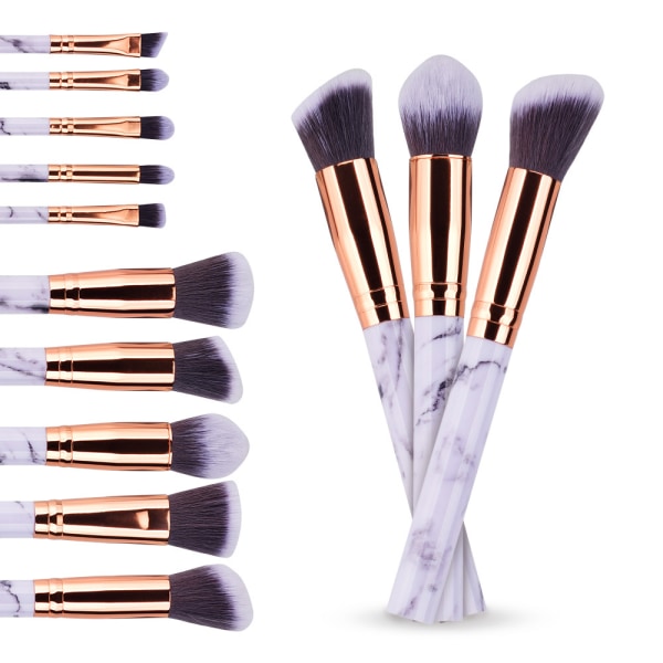 10 stykker professionelt marmor makeup børste sæt
