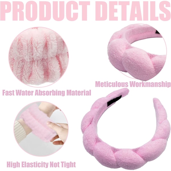 Mikrofiber Vask Armbånd, Svamp Hodebånd for Ansiktsvask, Forhindre Vann
