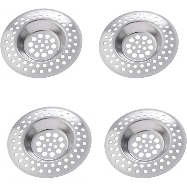 Sæt med 4 vaskefilter, rustfrit stål si, 7 * 7 cm køkkenvaskfilter, rustfrit stål vaskfilter, vaskfilter, anti-tilstopningsfilter