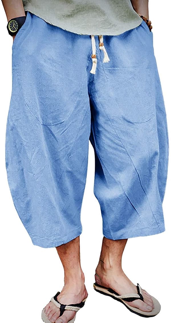 Capri Lange Shorts Under Kneet Løs Passform Elastisk Snøring Avsmalnet Casual Li