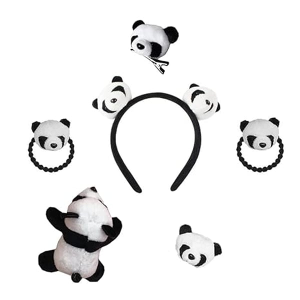 6 Pack Panda Hårband Hårklämma Söt Nålar Brosch Hårprydnad