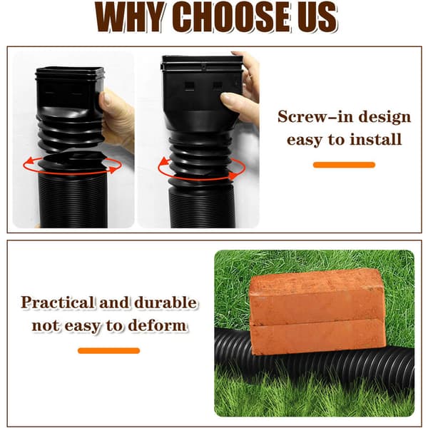 Regnvannsamlerforlengelse Retractable Gutter Downspout Extension Svart