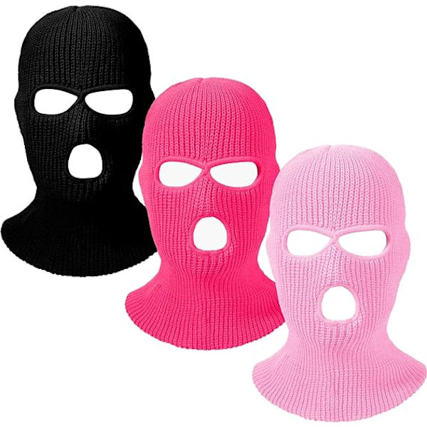 3-hulls skimaske i vinter, balaclava skidmaske, stickad halsmask skidmaske för vinter utomhussporter för män och kvinnor