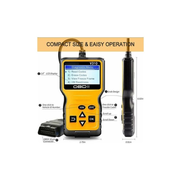 OBD2-skanner Universell OBD II-skanner Bilskanner för motorfelkoder C