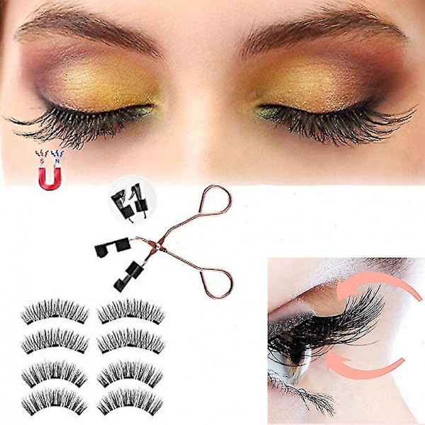 Magnetiska ögonfransar utan eyeliner Återanvändbara falska ögonfransar med klämma