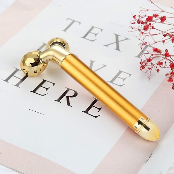2-i-1 Beauty Bar 24k Golden Pulse Ansiktsmassageapparat, 3d Roller