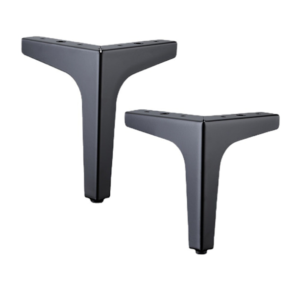 Sæt med 4 møbelben, der kan bære op til 600 kg, moderne metalbordben i trekantform, sort (10 cm)