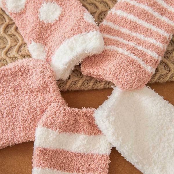 5 par korallfleece strumpor