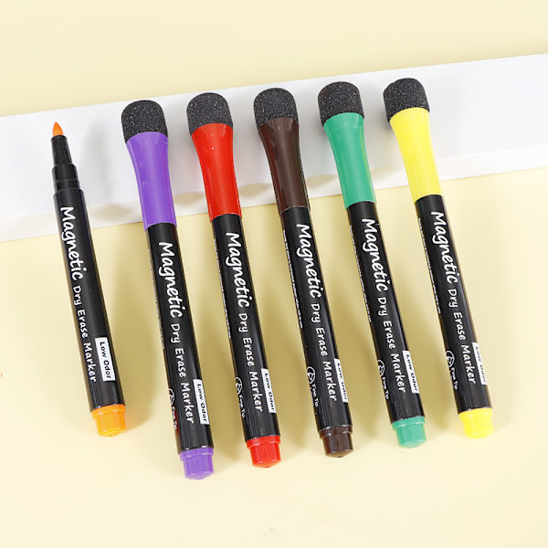 12 magnetiska whiteboardpennor och suddgummi set färg whiteboard markörer