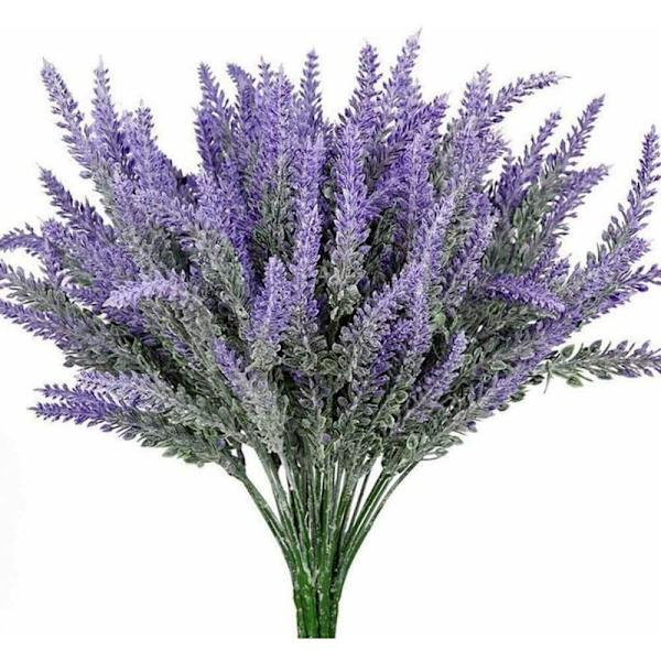 3 st konstgjorda lavendelblommor 7 grenar falska blommor lila buskar grönt