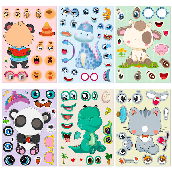 12 kpl Lapset Tee Oma Eläintarran Tarrat Sarjakuva Panda Dinosaurus K
