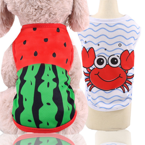 Pet Vest Forår Og Sommer Bomuld Tegneserie Print Tøj Teddy Bear Mesh Bre
